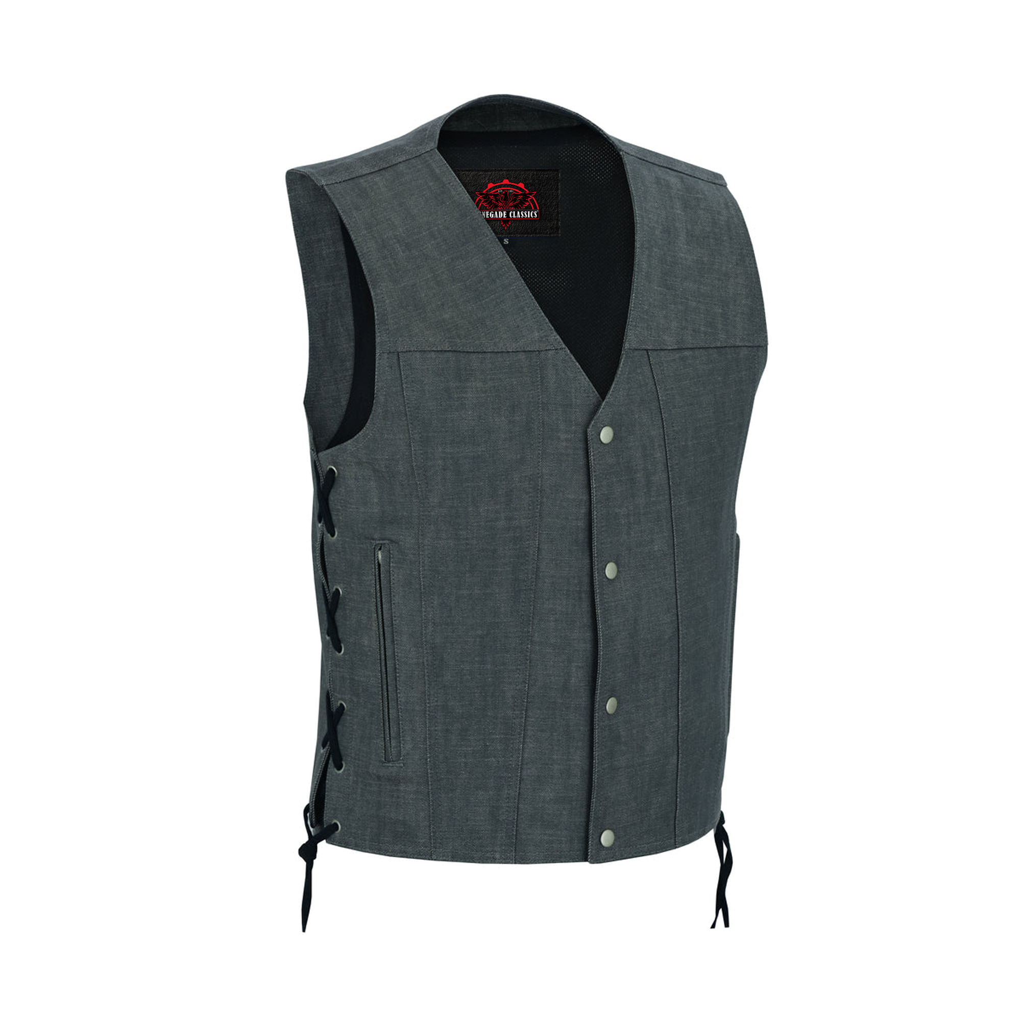Stormcraft Men's Gray Denim Motorcycle Vest