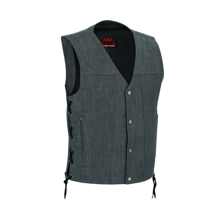 Stormcraft Men's Gray Denim Motorcycle Vest