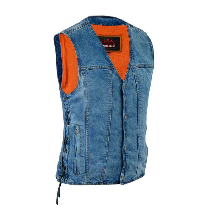 Seawaves Men's Blue Denim Motorcycle Vest