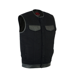 Grindwear Men's Black Denim Motorcycle Vest