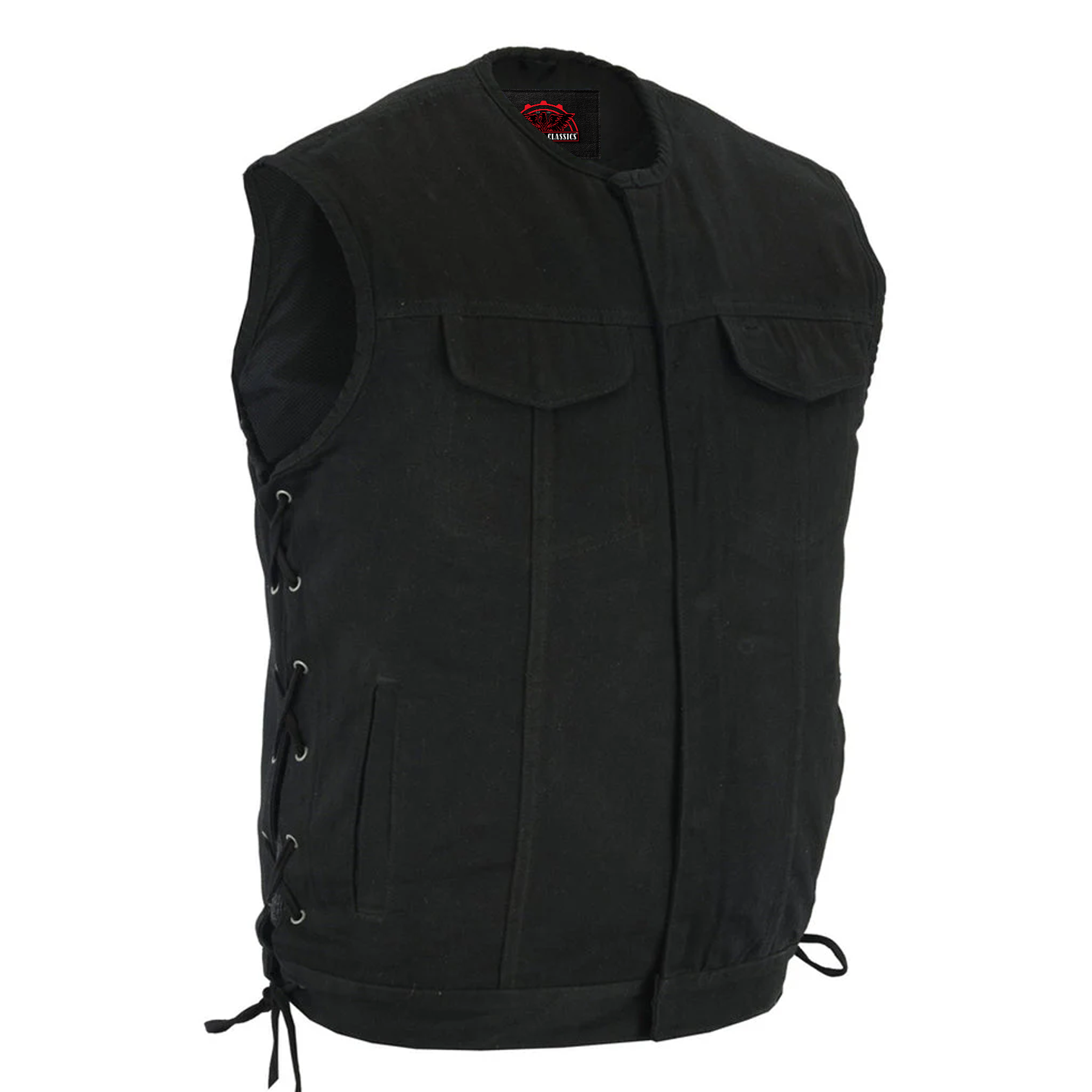 Dark Terrain Men's Black Denim Motorcycle Vest