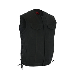 Dark Terrain Men's Black Denim Motorcycle Vest