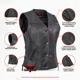 Delure Women's leather motorcycle vest