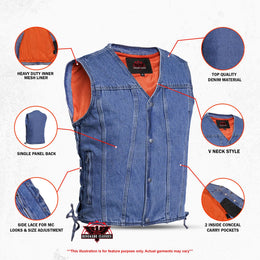 Seawaves Men's Blue Denim Motorcycle Vest