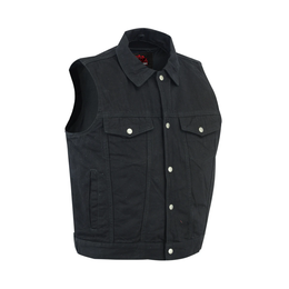 Darklock Men's Black Denim Motorcycle Vest