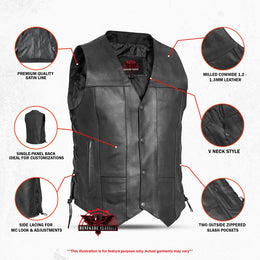 Men's Line Ranger Multi-Pocket Motorcycle Vest - Black