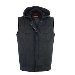 Shadowhood Men's Black Denim Motorcycle Vest