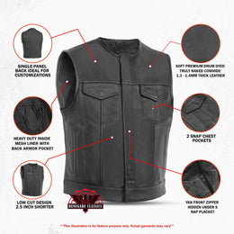 Target Men's Leather Motorcycle Vest – Black