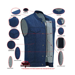 True blue  Men's Denim Motorcycle Vest