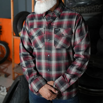 Riveter Men’s Maroon, Black, and White Flannel