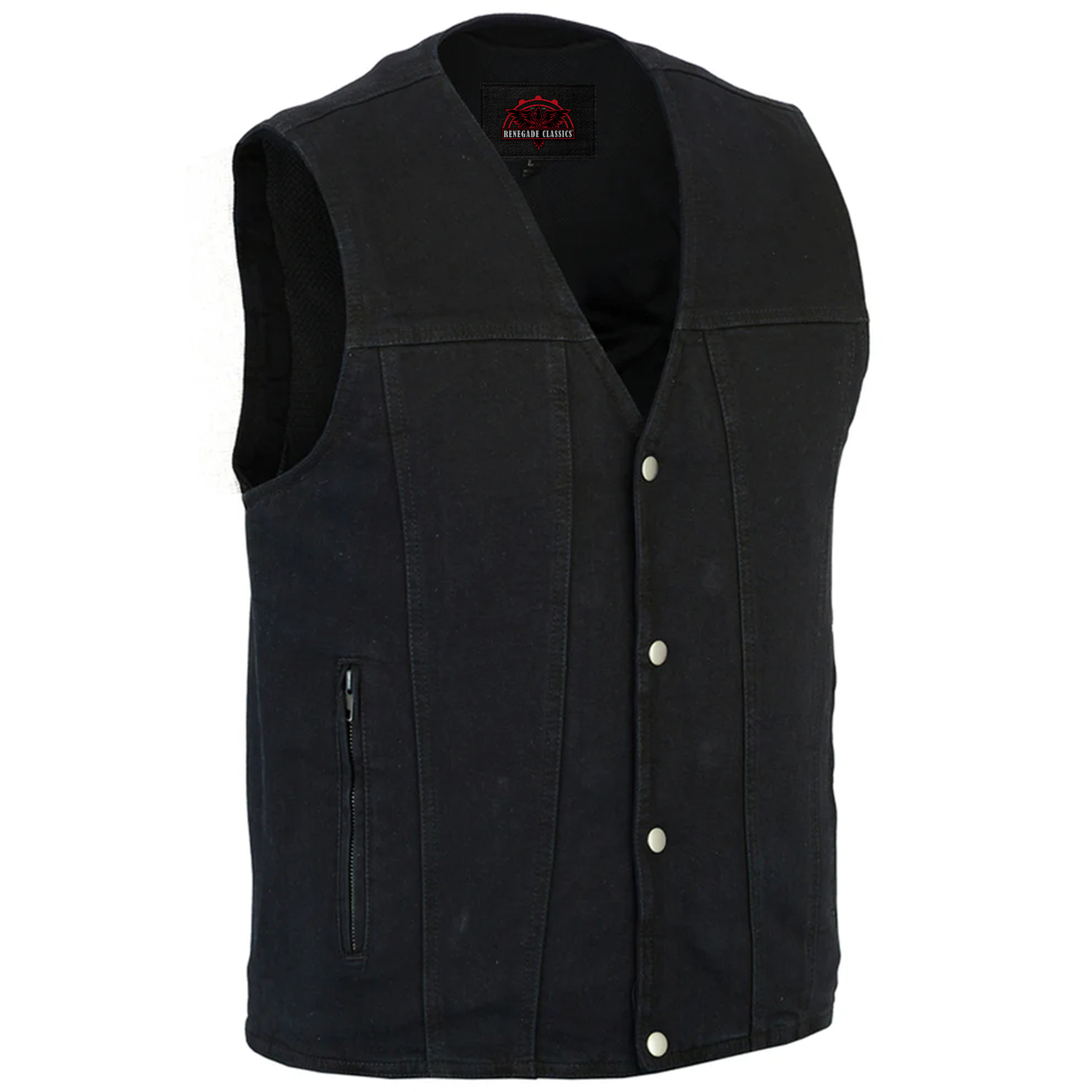 Black Shield Men's Black Denim Motorcycle Vest