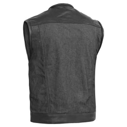 Blackfusion Men's Leather-Denim Combo Motorcycle  Vest