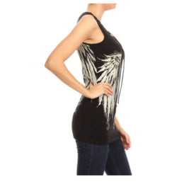 Women’s BLACK Oversized Angel Wing Tank Top Women's Shirts PLATINUM PLUSH