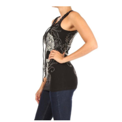 Women’s BLACK Baroque Skull Graphic Tank Top Women's Shirts PLATINUM PLUSH