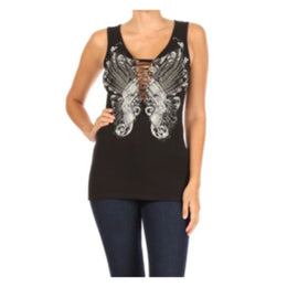 Women's BLACK Edgy Pistol Tank Top Women's Shirts PLATINUM PLUSH