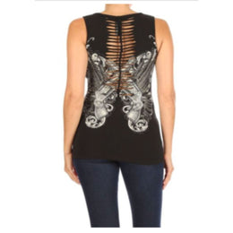 Women’s BLACK Edgy Pistol Tank Top Women's Shirts PLATINUM PLUSH
