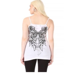 Women’s WHITE V-Neck Spaghetti Strap Top Women's Shirts PLATINUM PLUSH