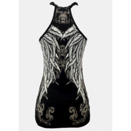 Women’s BLACK Stunning Twist Halter Top Women's Shirts PLATINUM PLUSH