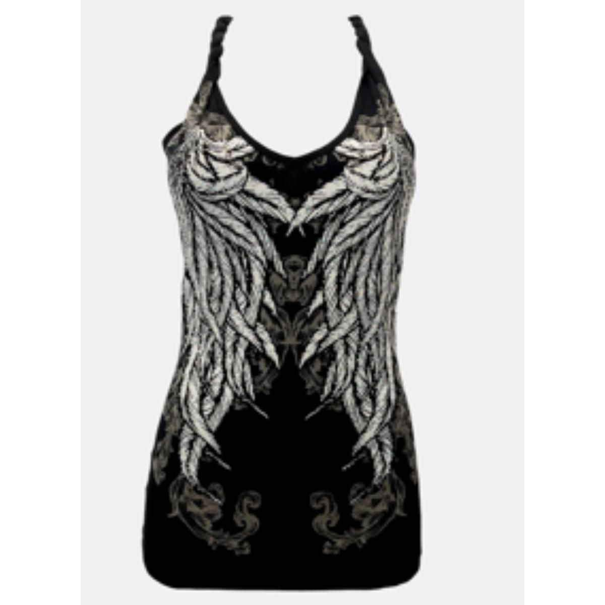 Women's BLACK Stunning Twist Halter Top Women's Shirts PLATINUM PLUSH