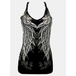 Women's BLACK Stunning Twist Halter Top Women's Shirts PLATINUM PLUSH