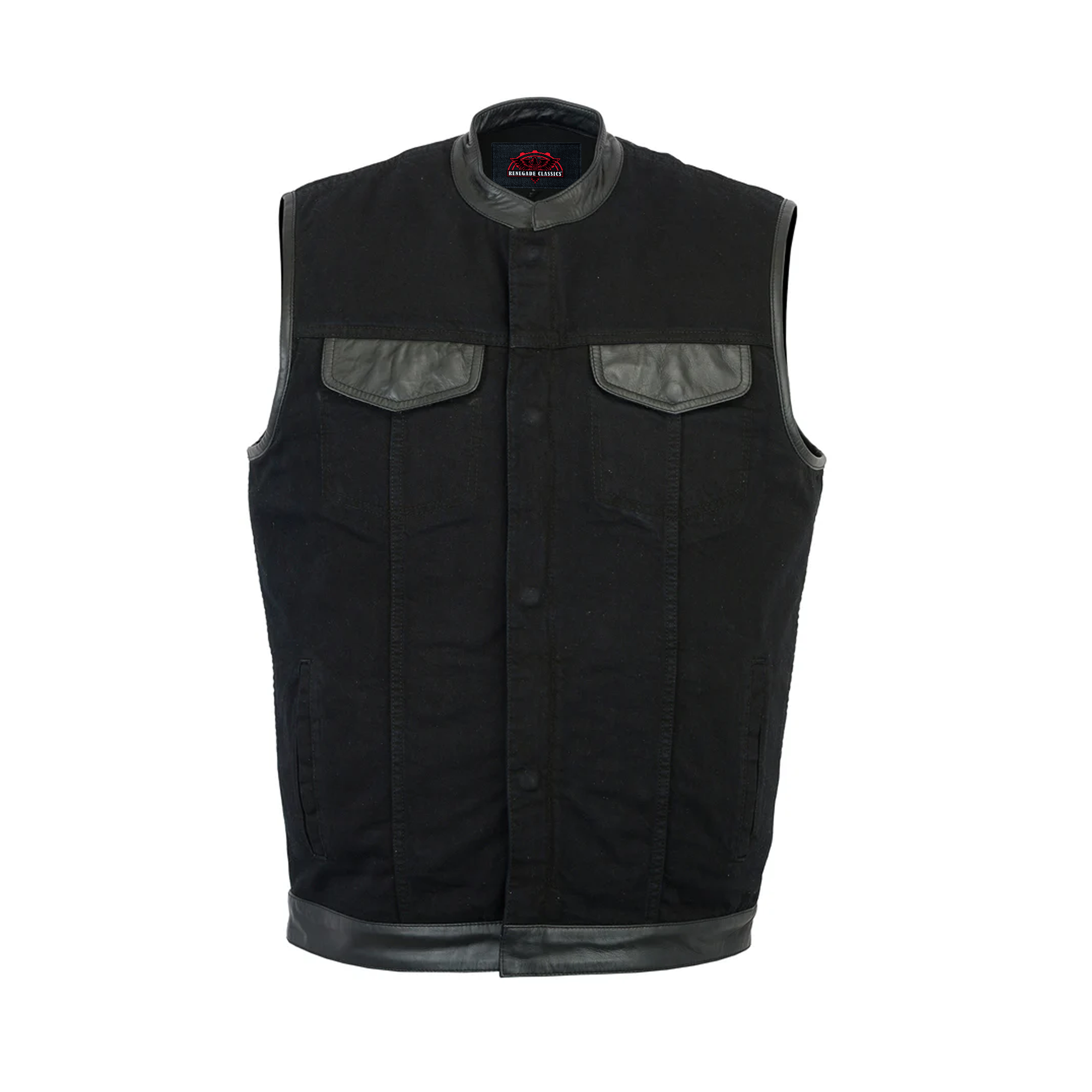 BlackSmith Men's Black Denim Biker Vest