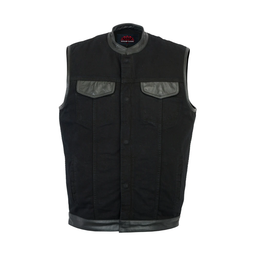 BlackSmith Men's Black Denim Biker Vest