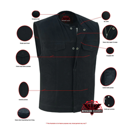 Nightcore Mens Black Denim Motorcycle Vest