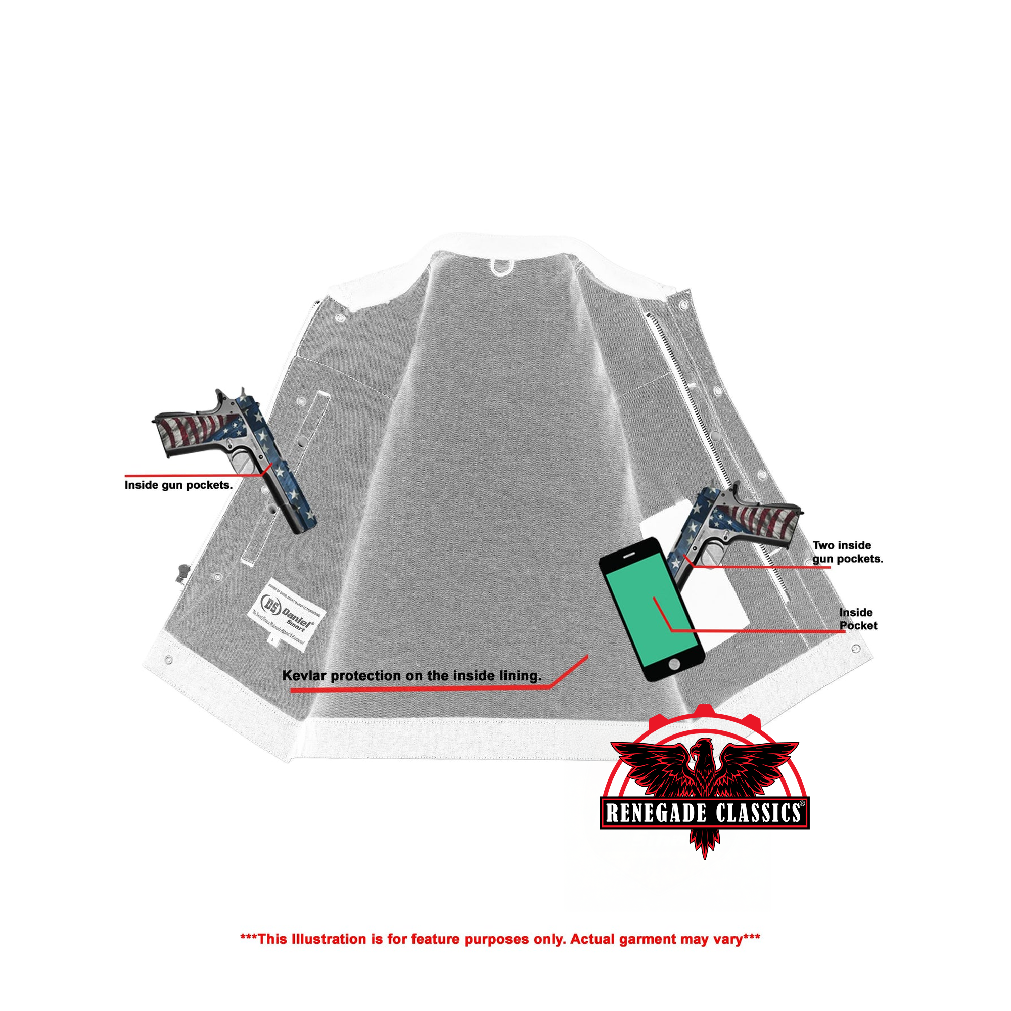 GrindStone Men's  Broken Blue Denim Motorcycle Vest