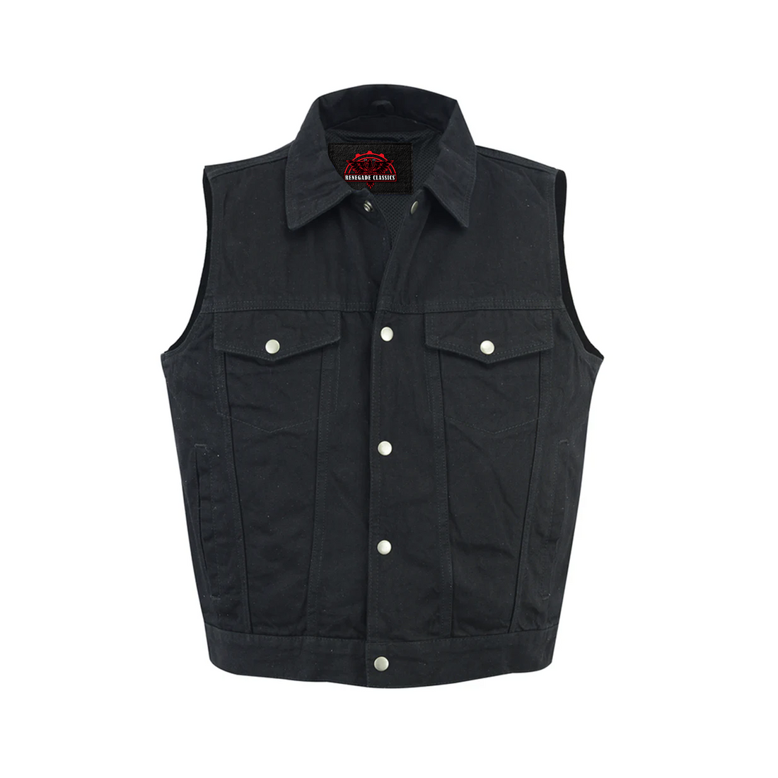 Darklock Men's Black Denim Motorcycle Vest