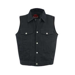 Darklock Men's Black Denim Motorcycle Vest