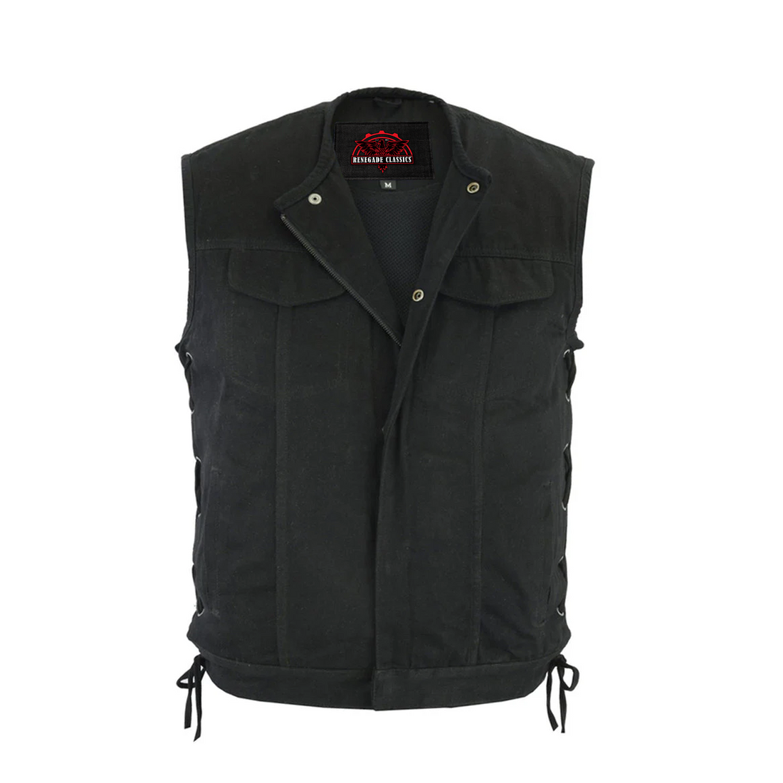 Dark Terrain Men's Black Denim Motorcycle Vest