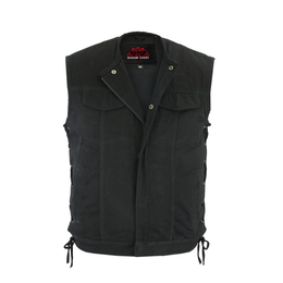Dark Terrain Men's Black Denim Motorcycle Vest
