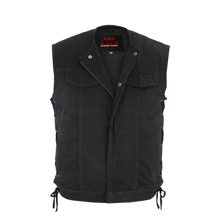 Dark Terrain Men's Black Denim Motorcycle Vest