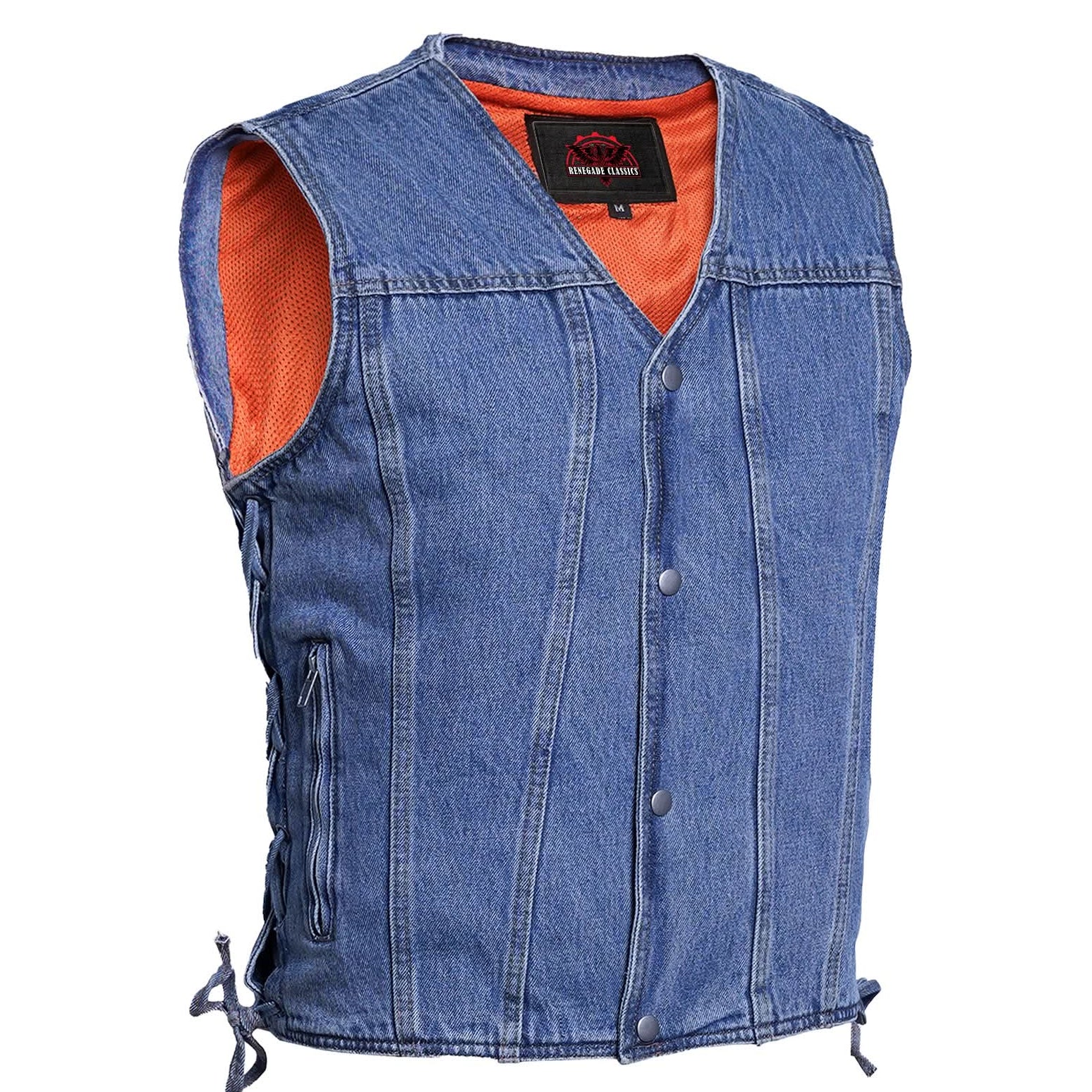 Seawaves Men's Blue Denim Motorcycle Vest