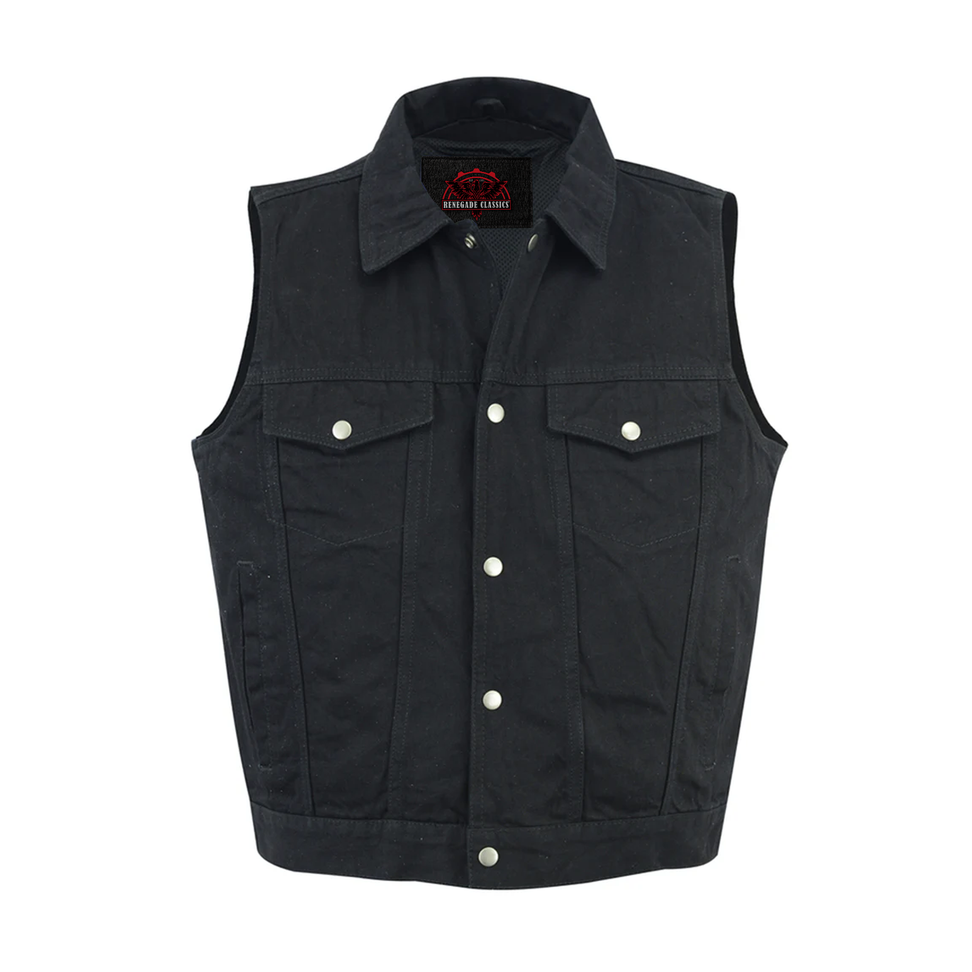 Dark moto  Men's Denim Motorcycle Vest  - Black