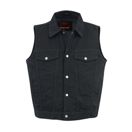 Dark moto  Men's Denim Motorcycle Vest  - Black