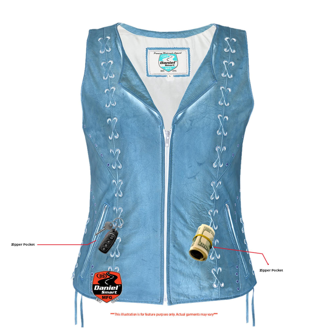 Delice Women's leather motorcycle vest Women's Leather Vests Renegade Classics