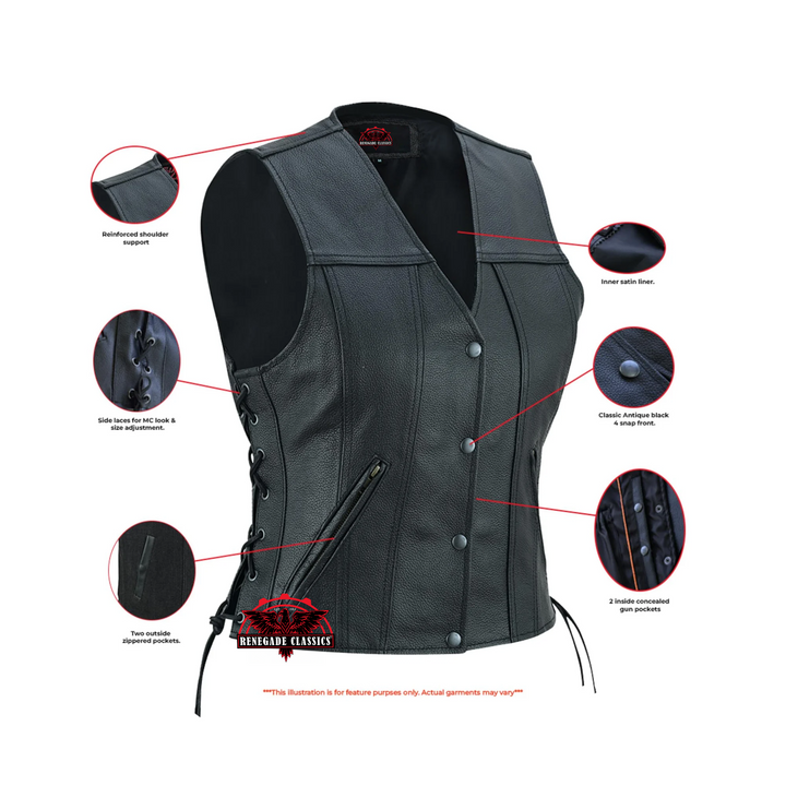 Aura Blaze Women's leather motorcycle vest