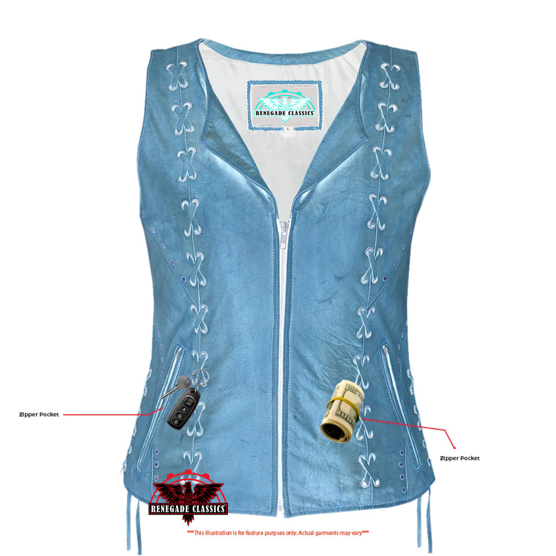 Delice Women's leather motorcycle vest