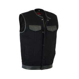 Grindwear Men's Black Denim Motorcycle Vest