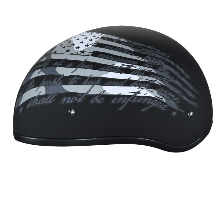 DOT Approved Daytona Motorcycle Half Face Helmet - Skull Cap Graphics for Men & Women, Scooters, ATVs, UTVs & Choppers - W/ 2nd Amendment