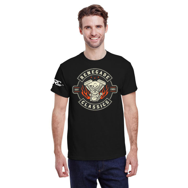 RC Rocker Vintage Black Mens Motorcycle  T-Shirt