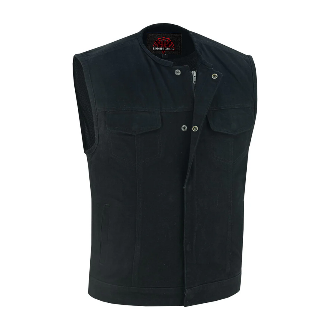 Nightcore Mens Black Denim Motorcycle Vest