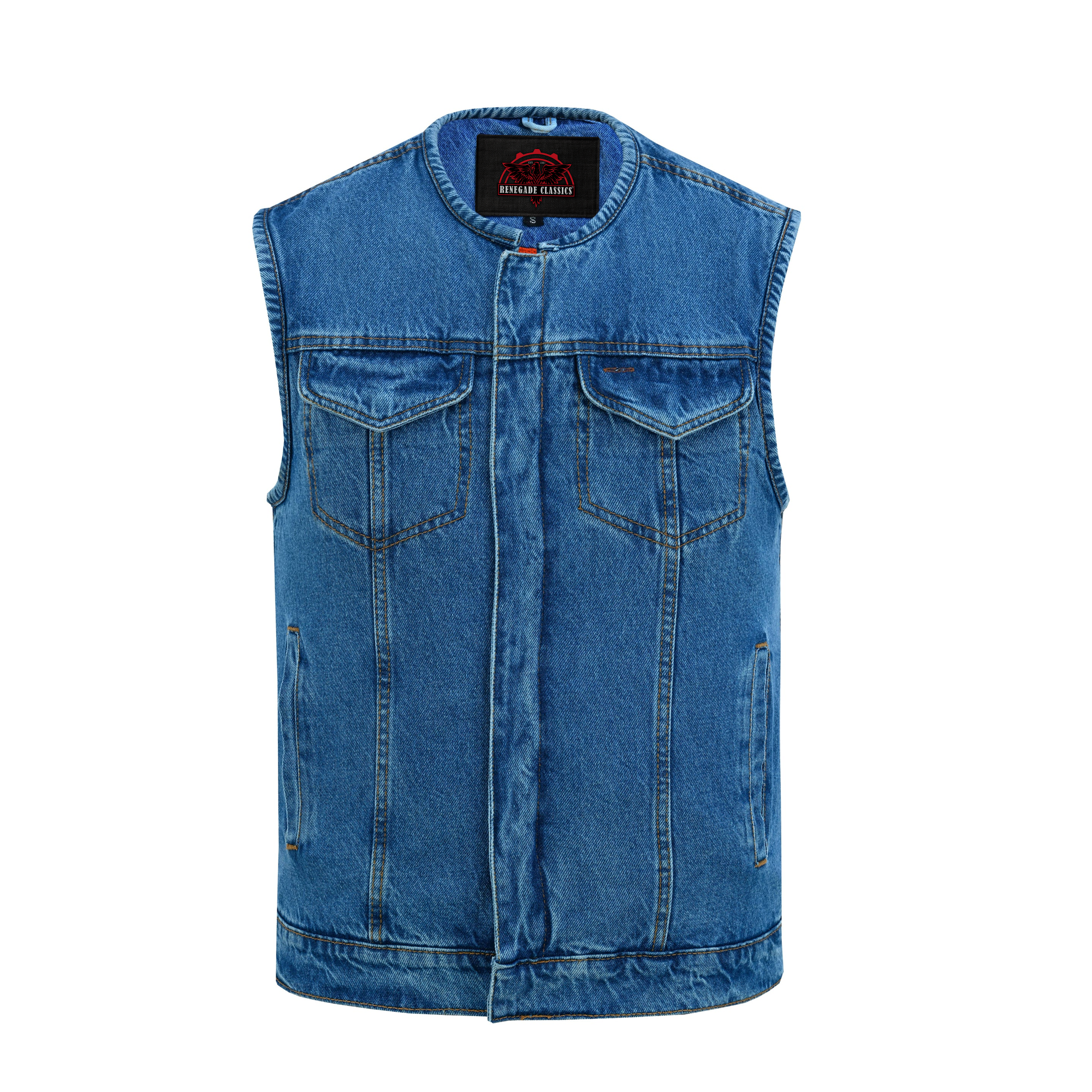 Storm hold Mens Blue Denim Motorcycle Vest