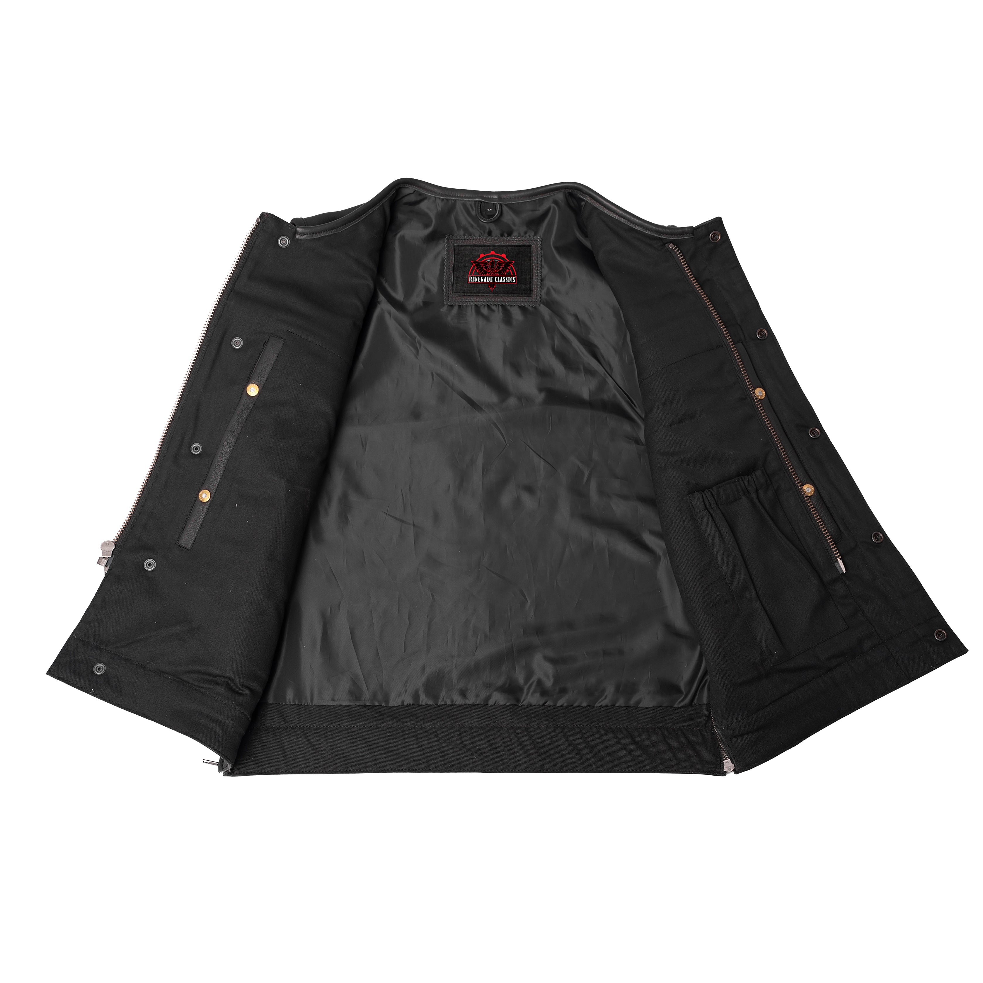 UpStyle Men's Black Leather Motorcycle Vest