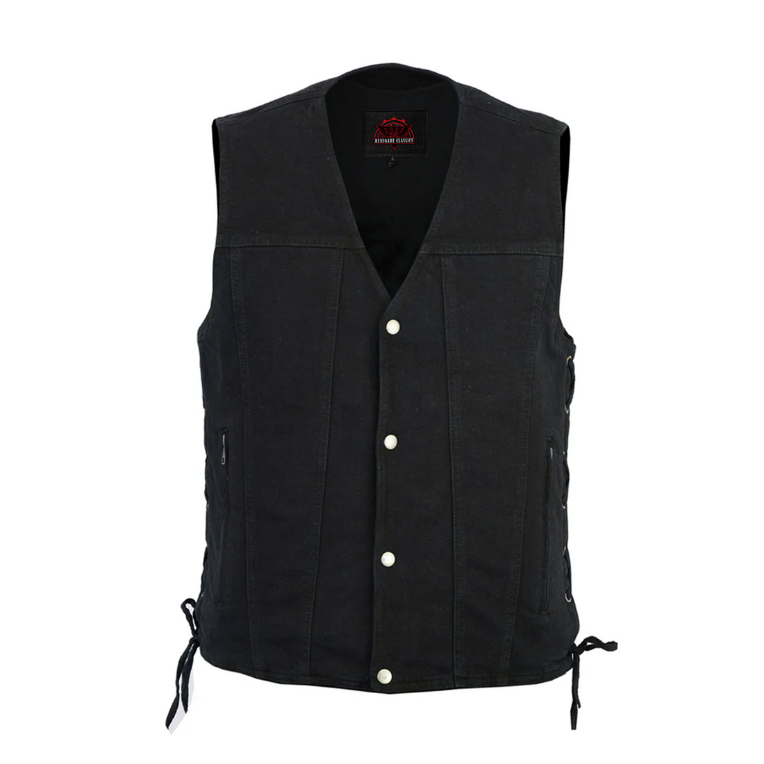 Outrider Men's Classic Black Denim Motorcycle  Vest