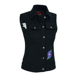 Purple Daisy womens denim vest