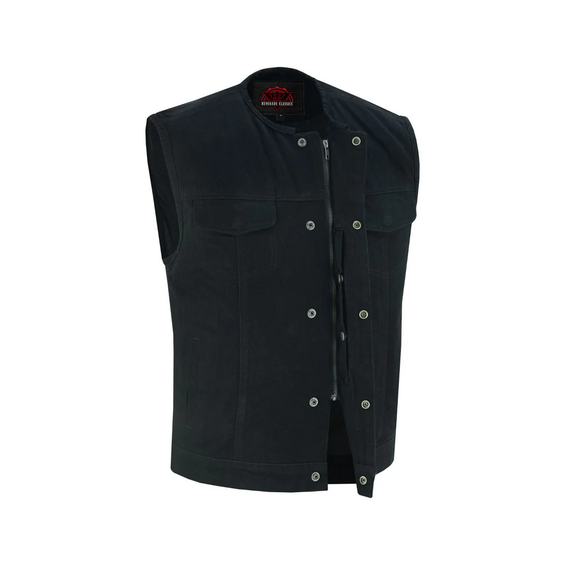 Nightcore Mens Black Denim Motorcycle Vest