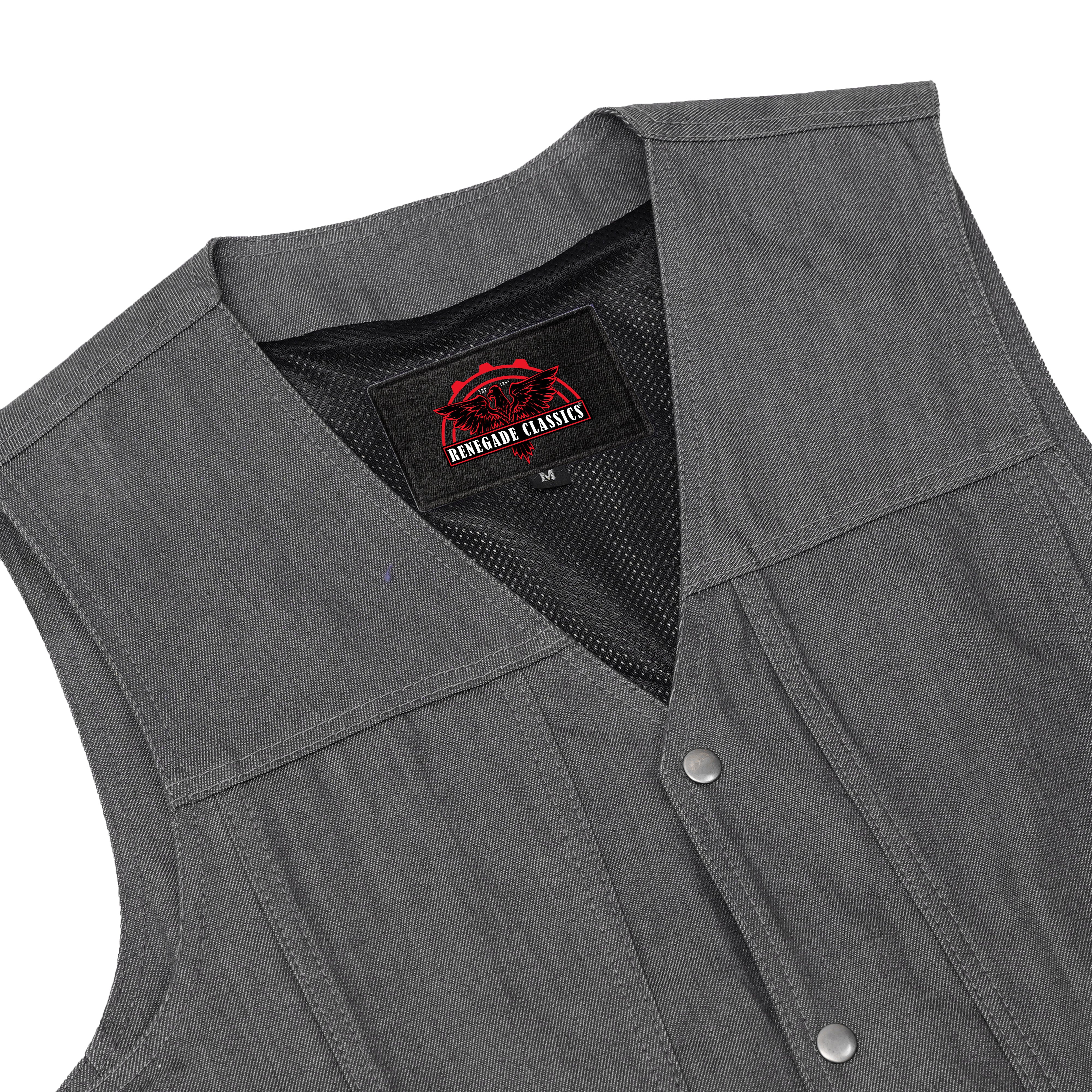 Stormcraft Men's Gray Denim Motorcycle Vest