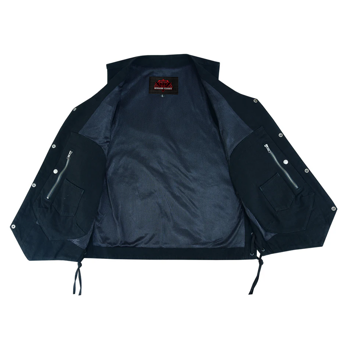 Denhawk Men's Tall Black Denim Motorcycle Vest
